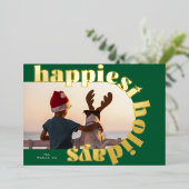 Goud vet typografie & groen ovaal foto kerst folie feestdagenkaart (Staand Voorkant)