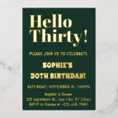 Goud Vette Typografie Modern 30ste Verjaardagsfees Folie Uitnodiging (Voorkant)