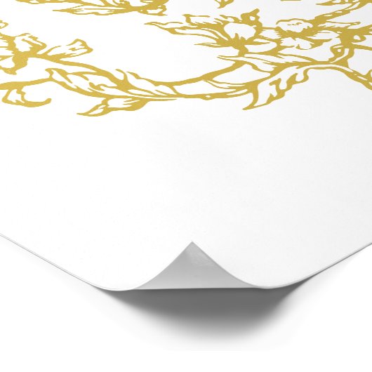 Goud Victoriaans Bloemen Lijst Huwelijk Welkom Poster (Hoek)