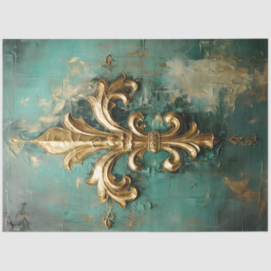 Goud Victoriaans ornamenten smaragdgroen  Tissuepapier (Voorkant)