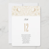 Goud Victoriaans Tortelduifjes Tabel Nummer Kaart (Voorkant)