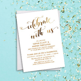 Goud Vier het met Ons Bruiloft na-feest Kaart