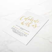 Goud vieren met ons Script Modern Eenvoudig Folie Uitnodiging (Gedraaid)