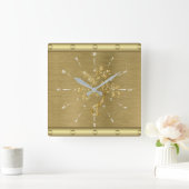 Goud vierkant wandklok (Huis)