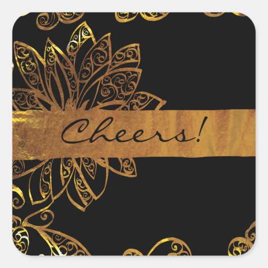 Goud Vierkante Sticker (Voorkant)