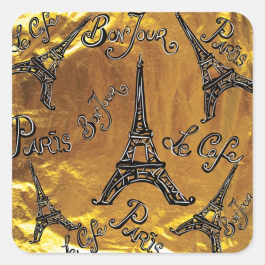 Goud Vierkante Sticker (Voorkant)