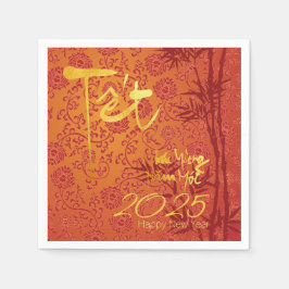 Goud Vietnamees Têt aangepast jaar, versierd PN Servet