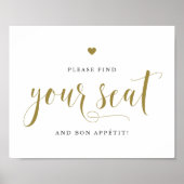 Goud Vind uw stoel en Bon Appétit Poster (Voorkant)