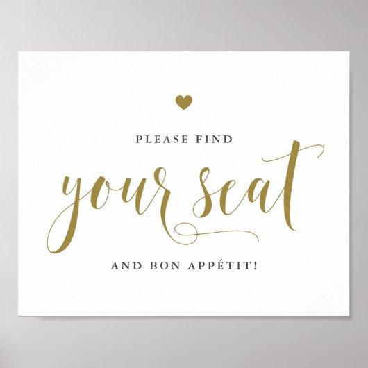 Goud Vind uw stoel en Bon Appétit Poster (Voorkant)