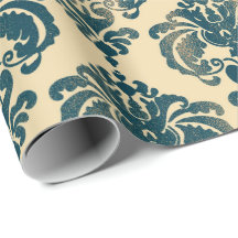 Goud & Vintage Blauw Rustiek Modern Glamour Damast