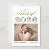 Goud Vintage Klas van 2026 Foto Afstuderen Aankondiging (Voorkant)