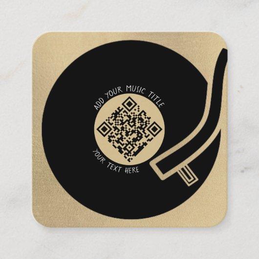 Goud Vinyl LP | Muziek QR Code Vierkante Visitekaartje (Voorkant)
