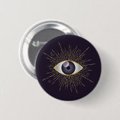 Goud & Violet Mystic Evil Eye Nazar Mati Ronde Button 5,7 Cm (Voorkant /achterkant)