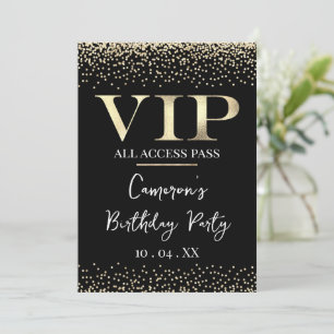 Goud VIP op Zwarte Evenement of Feest Kaart