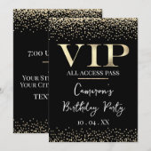 Goud VIP op Zwarte Feest of Feest Kaart (Voorkant / Achterkant)