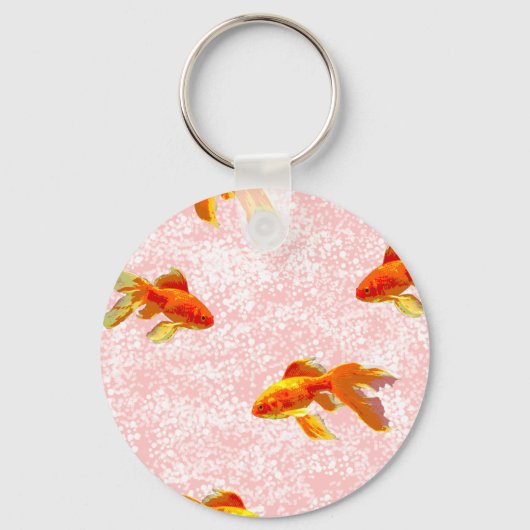 Goud vispatroon roze sleutelhanger (Voorkant)