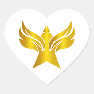 Goud Vleugelige Ster Vrijheid en Heraldiek Hart Sticker