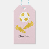 Goud Voetbal Cleats Ball Blush Roze Cadeaulabel (Voorkant)