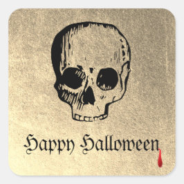 Goud Volwassen Halloween Party Skull Vierkante Sticker