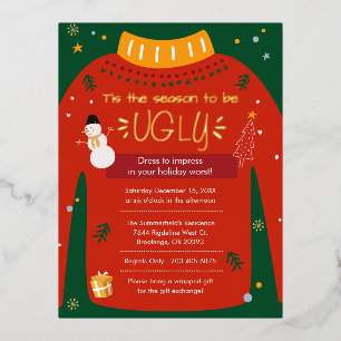 Goud voor feestfeest met een lelijke Sweater Folie Feestdagen Briefkaart