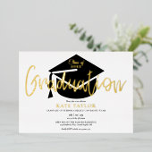 Goud voor moderne scriptgradatie folie uitnodiging (Staand Voorkant)