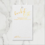 Goud voor moderne scriptweddenschappen cadeaulabels<br><div class="desc">Voeg een persoonlijke aanraking aan uw bruiloft toe met een moderne label van de emmer van de manuscriptbruiloft.

Deze kaart heeft een titel in echte goudfolie,  een moderne lettertypestijl en details in moderne sans serif lettertypestijl op witte achtergrond.</div>