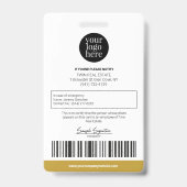 Goud voor persoonlijke moderne professionele werkn badge (Achterkant)