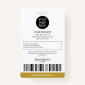 Goud voor persoonlijke moderne professionele werkn badge (Achterkant)