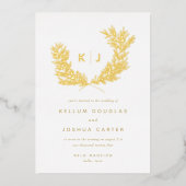 Goud voor speciale monogram bruiloft folie uitnodiging (Voorkant)