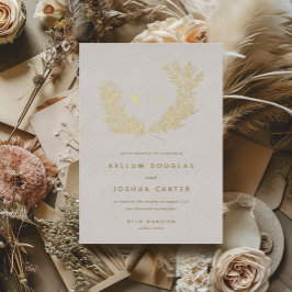 Goud voor speciale monogram bruiloft folie uitnodiging