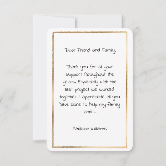 Goud vormig paardenschilderij Hartelijk dank Bedankkaart (Achterkant)