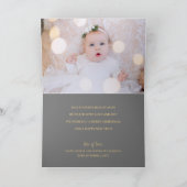 Goud Vreugdevol op Grijs Gevouwen Foto Kerstmis Kaart (Binnen)