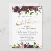 Goud Vrijgezellenfeest Bourgogne Waterverf Bloemen Kaart (Voorkant)