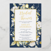 Goud Vrijgezellenfeest goudblauw Folie Uitnodiging (Voorkant)