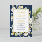 Goud Vrijgezellenfeest goudblauw Folie Uitnodiging (Staand Voorkant)