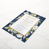 Goud Vrijgezellenfeest goudblauw Folie Uitnodiging (Gedraaid)