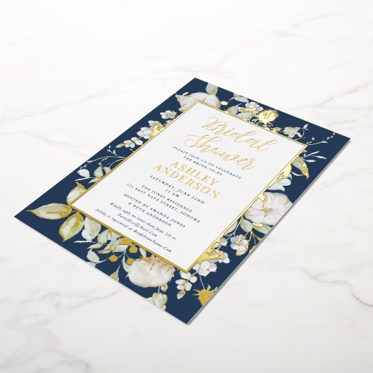 Goud Vrijgezellenfeest goudblauw Folie Uitnodiging (Gedraaid)