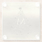 Goud Vrolijk Kerst Monogram Glas Onderzetter (Achterkant)