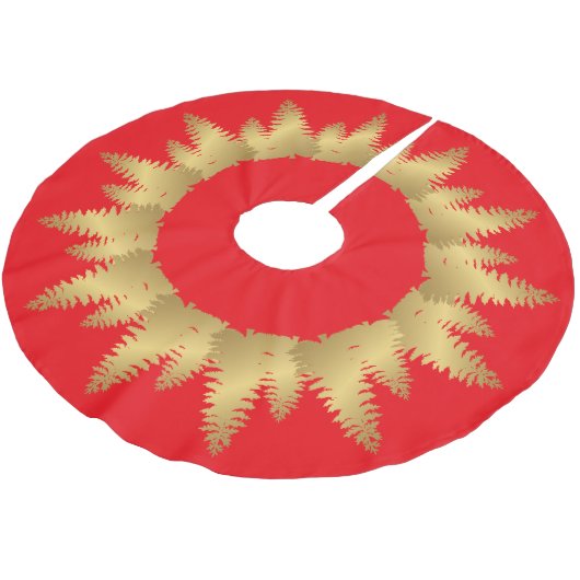 Goud Vrolijk Kerstboom Sneeuw Patroon Kerstboom Rok (Gekanteld)