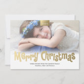 Goud Vrolijk Kerstfeest Custom Photo Modern Kaart (Voorkant)