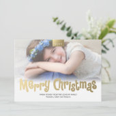 Goud Vrolijk Kerstfeest Custom Photo Modern Kaart (Staand voorkant)