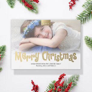 Goud Vrolijk Kerstfeest Custom Photo Modern Kaart