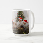 Goud Vrolijk Kerstfeest Familie Foto vakantiekaart Koffiemok (Voorkant rechts)