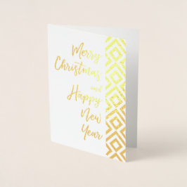 Goud Vrolijk Kerstfeest Gelukkig Nieuwjaar Script Folie Kaarten