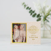 Goud Vrolijk Kerstfeest & Gelukkig Nieuwjaar & Sne Feestdagenkaart (Staand voorkant)