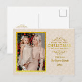 Goud Vrolijk Kerstfeest & Gelukkig Nieuwjaar & Sne Feestdagenkaart (Voorkant / Achterkant)