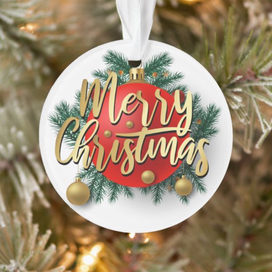 Goud Vrolijk Kerstfeest met krans Ornament (Boom)