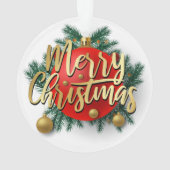 Goud Vrolijk Kerstfeest met krans Ornament (achterkant)