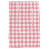 Goud Vrolijk Kerstfeest op Pink Gingham Plaid Medium Cadeauzakje (Achterkant)