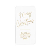 Goud Vrolijk Kerstfeest op Witte Terugkeer Adres Etiket (Voorkant)